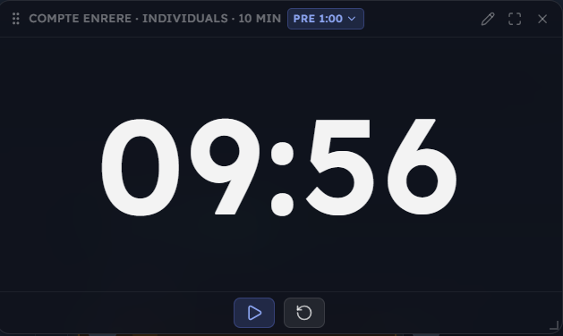 El cronómetro ya contando el tiempo de partida
